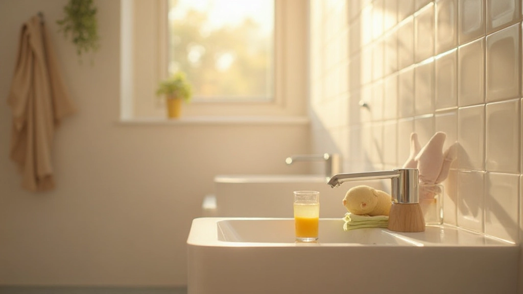 Minimalistisches Badezimmer mit sanftem Morgenlicht und essentiellen Morgenroutine-Gegenständen auf dem Waschbecken